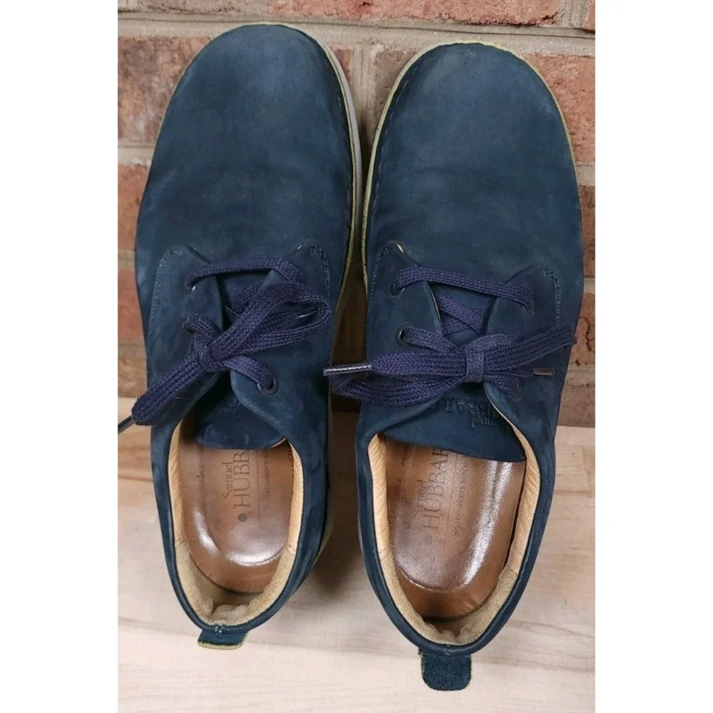 Samuel Hubbard Mens 8 W Blue Suede Leather Oxford Shoes Vibram Sole
